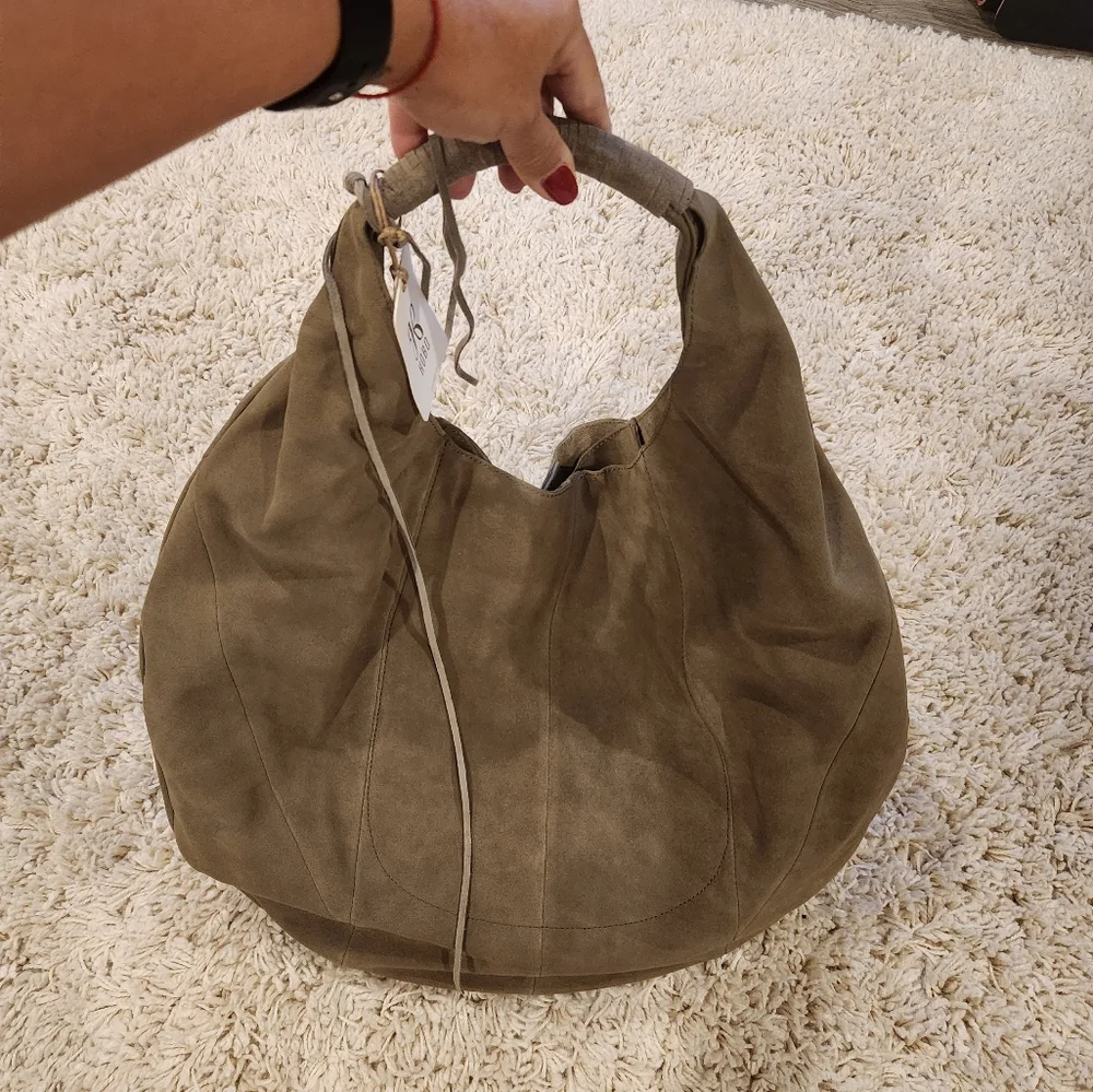 HOBO Olive Green Suede Slouch Hobo Bag